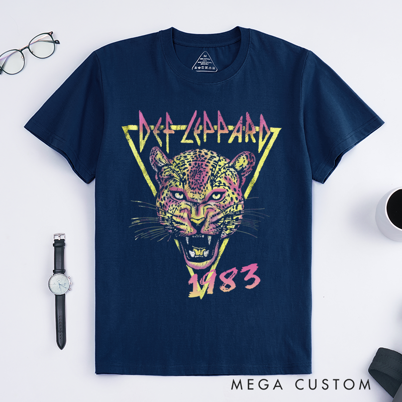 Personalized Classic T-Shirts Vintage Graphic T Shirt Leopard Design Retro Rock Style Perfect Music Lovers and Vintage Lovers and Concert T-Shirt
