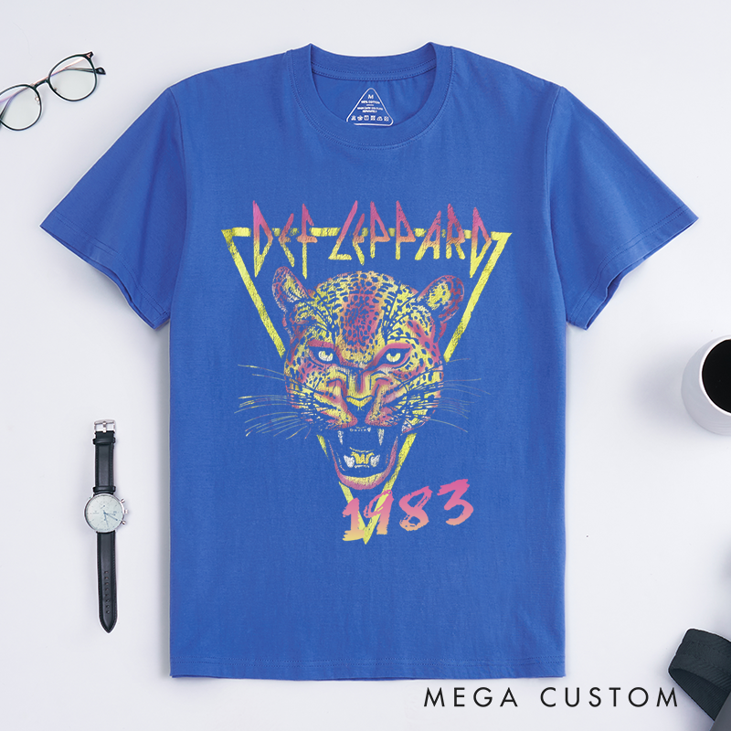 Personalized Classic T-Shirts Vintage Graphic T Shirt Leopard Design Retro Rock Style Perfect Music Lovers and Vintage Lovers and Concert T-Shirt