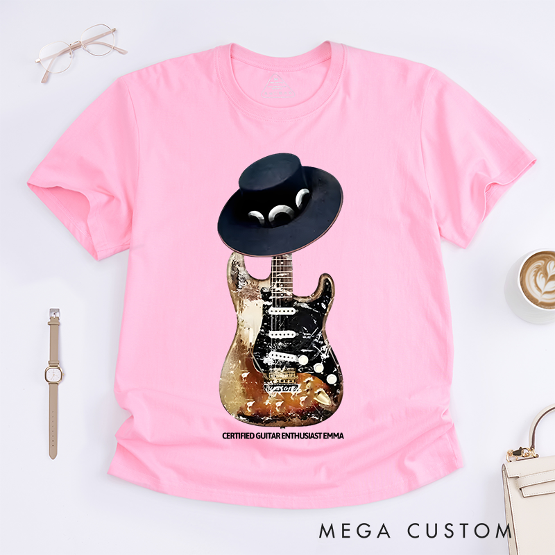 Personalized Classic T-Shirts Vintage Guitar and Hat Tee Perfect for Blues and Rock Music Fans Gift