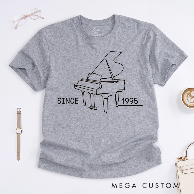 Personalized Classic T-Shirts Vintage Inspired Grand Piano T-Shirt and Perfect for Musicians and Piano Enthusiasts and Classic Instrument Gift