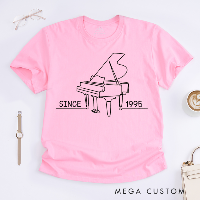Personalized Classic T-Shirts Vintage Inspired Grand Piano T-Shirt and Perfect for Musicians and Piano Enthusiasts and Classic Instrument Gift