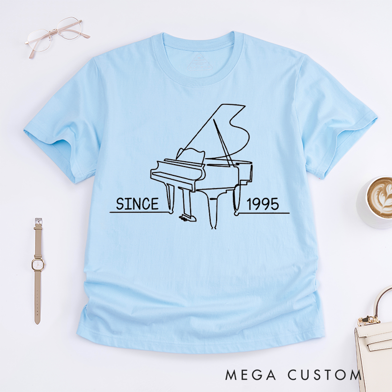 Personalized Classic T-Shirts Vintage Inspired Grand Piano T-Shirt and Perfect for Musicians and Piano Enthusiasts and Classic Instrument Gift