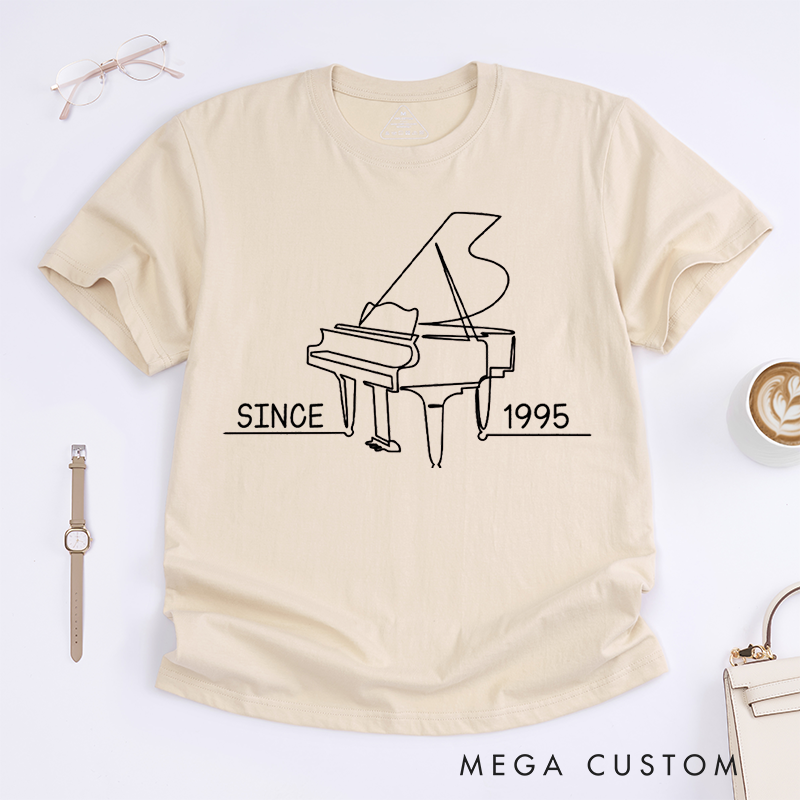 Personalized Classic T-Shirts Vintage Inspired Grand Piano T-Shirt and Perfect for Musicians and Piano Enthusiasts and Classic Instrument Gift