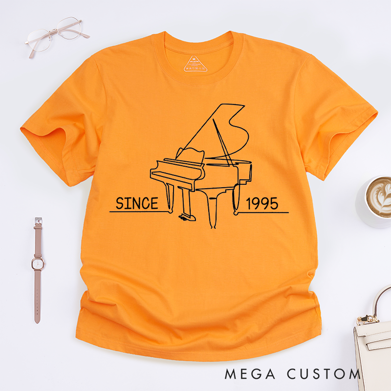 Personalized Classic T-Shirts Vintage Inspired Grand Piano T-Shirt and Perfect for Musicians and Piano Enthusiasts and Classic Instrument Gift