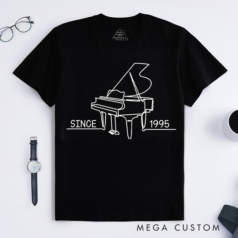 Personalized Classic T-Shirts Vintage Inspired Grand Piano T-Shirt and Perfect for Musicians and Piano Enthusiasts and Classic Instrument Gift