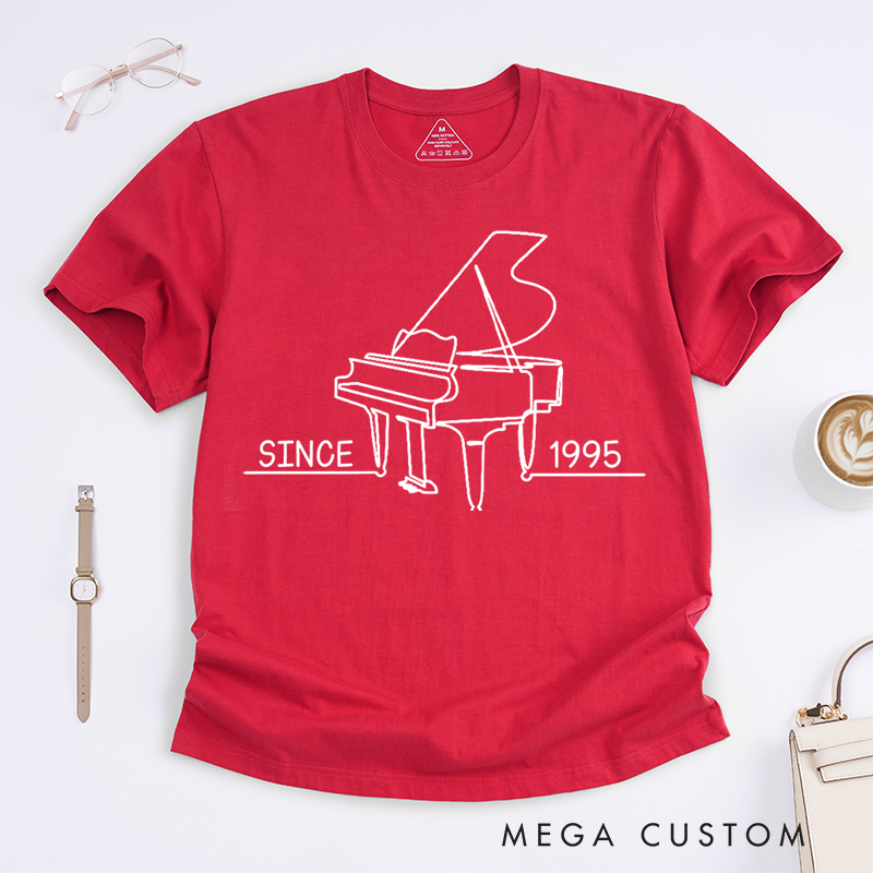 Personalized Classic T-Shirts Vintage Inspired Grand Piano T-Shirt and Perfect for Musicians and Piano Enthusiasts and Classic Instrument Gift