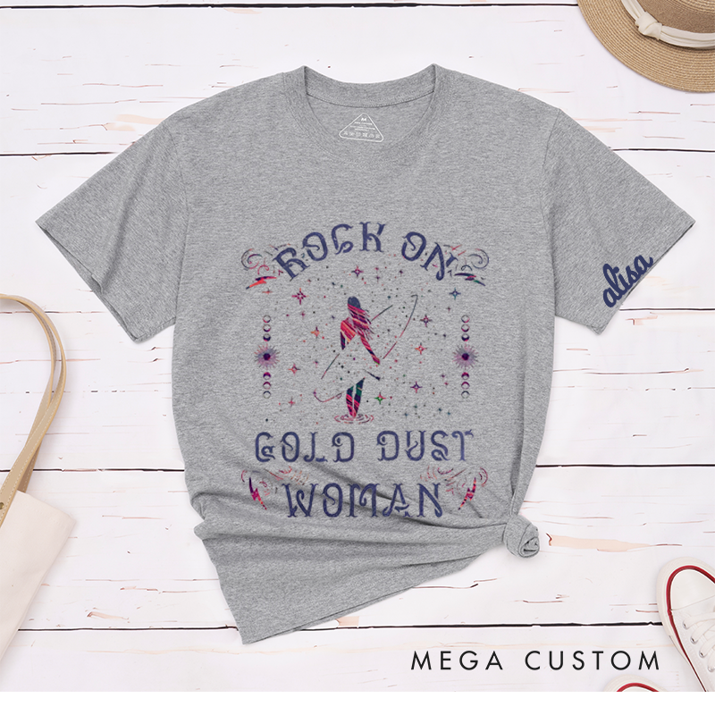 Personalized Classic T-Shirts Vintage Style Rock on Gold Dust Woman Tee Perfect for Retro Fashion Enthusiasts and Music Lovers Gift