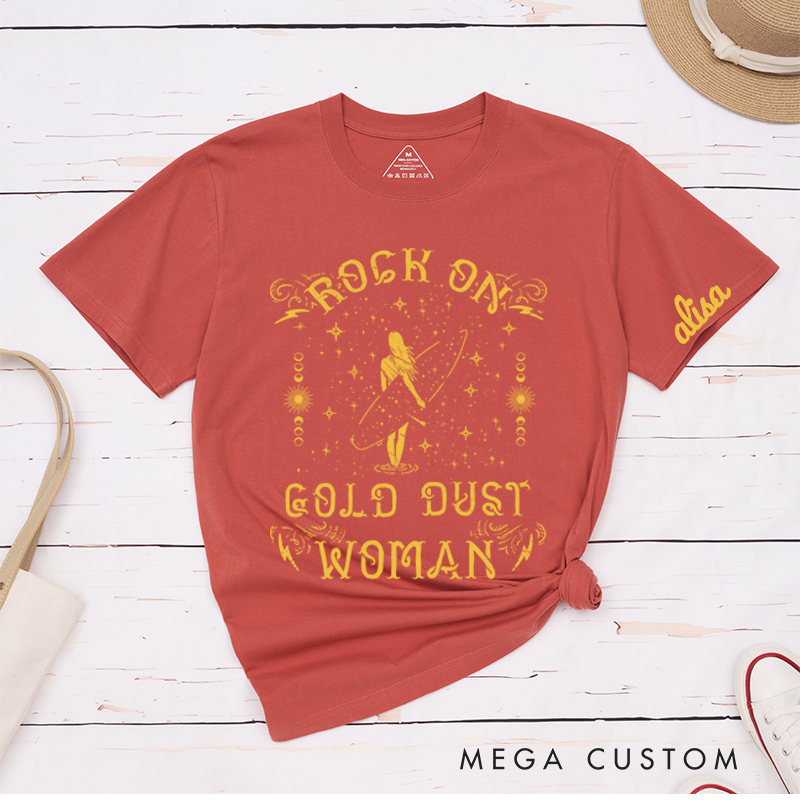 Personalized Classic T-Shirts Vintage Style Rock on Gold Dust Woman Tee Perfect for Retro Fashion Enthusiasts and Music Lovers Gift