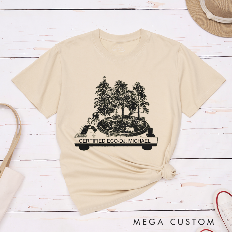 Personalized Classic T-Shirts Vinyl Record and Turntable Forest and Rock N Roll and Turntable T-Shirt