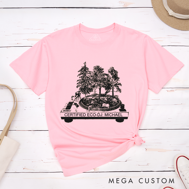 Personalized Classic T-Shirts Vinyl Record and Turntable Forest and Rock N Roll and Turntable T-Shirt