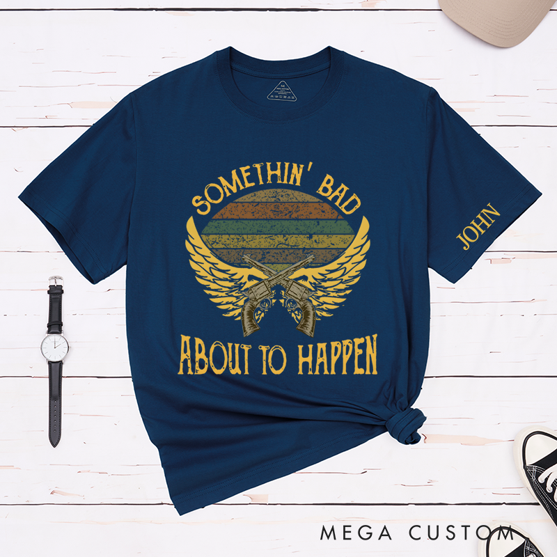 Personalized Classic T-Shirts Western Vibes and Bold Winged Pistols Graphic Tee Perfect for Cowboy and Music Lovers Tee