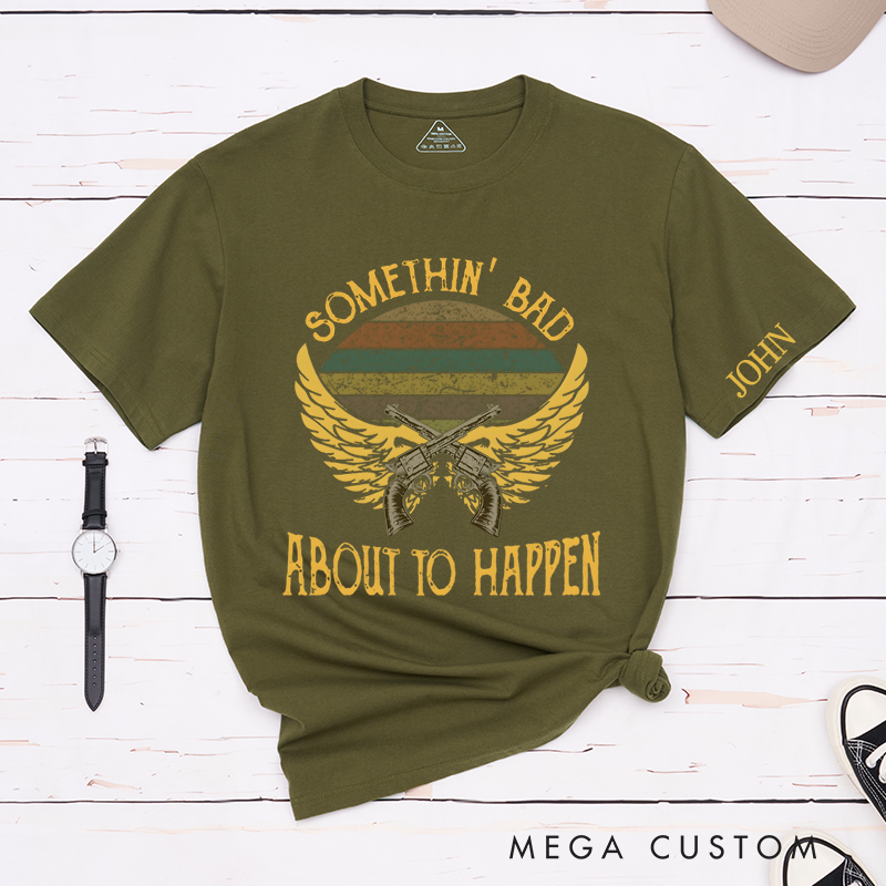 Personalized Classic T-Shirts Western Vibes and Bold Winged Pistols Graphic Tee Perfect for Cowboy and Music Lovers Tee