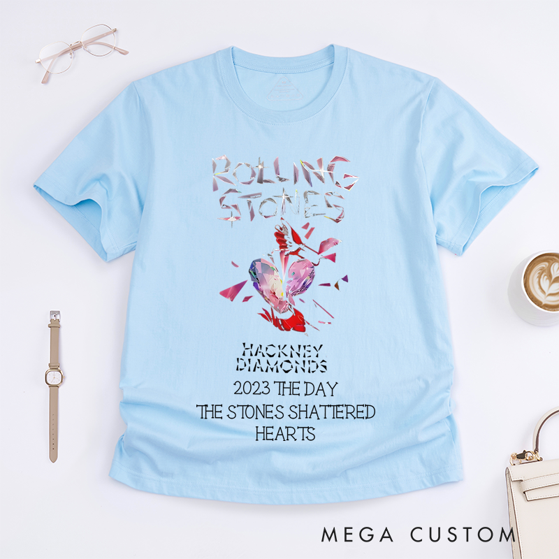 Personalized Classic T-Shirts featuring Shattered Heart Design Tee Perfect for Rock Music Lovers and Vintage Music Lovers Tee