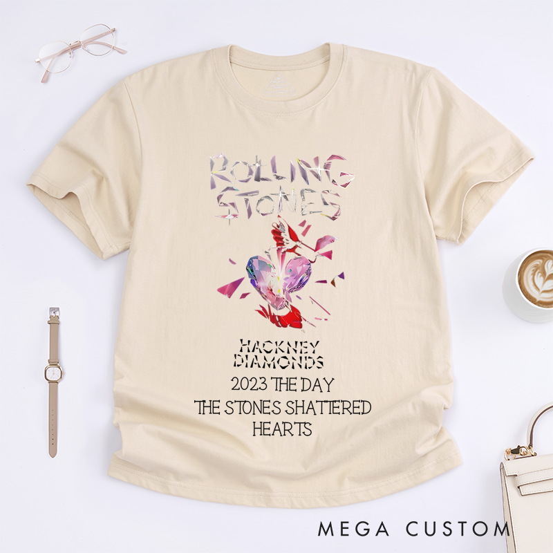 Personalized Classic T-Shirts featuring Shattered Heart Design Tee Perfect for Rock Music Lovers and Vintage Music Lovers Tee