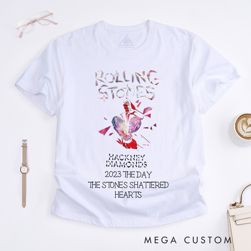 Personalized Classic T-Shirts featuring Shattered Heart Design Tee Perfect for Rock Music Lovers and Vintage Music Lovers Tee