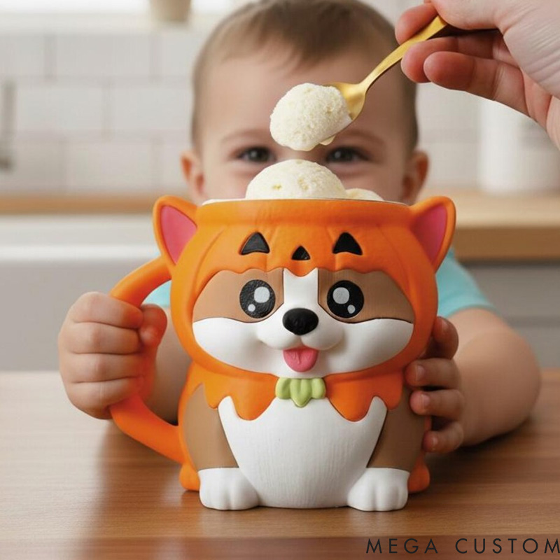 Personalized Corgi Ice Cream Pint Holder 3D Printed with Spoon Slots & Snack Drawer for Pet Pet Lover For Dog Lover