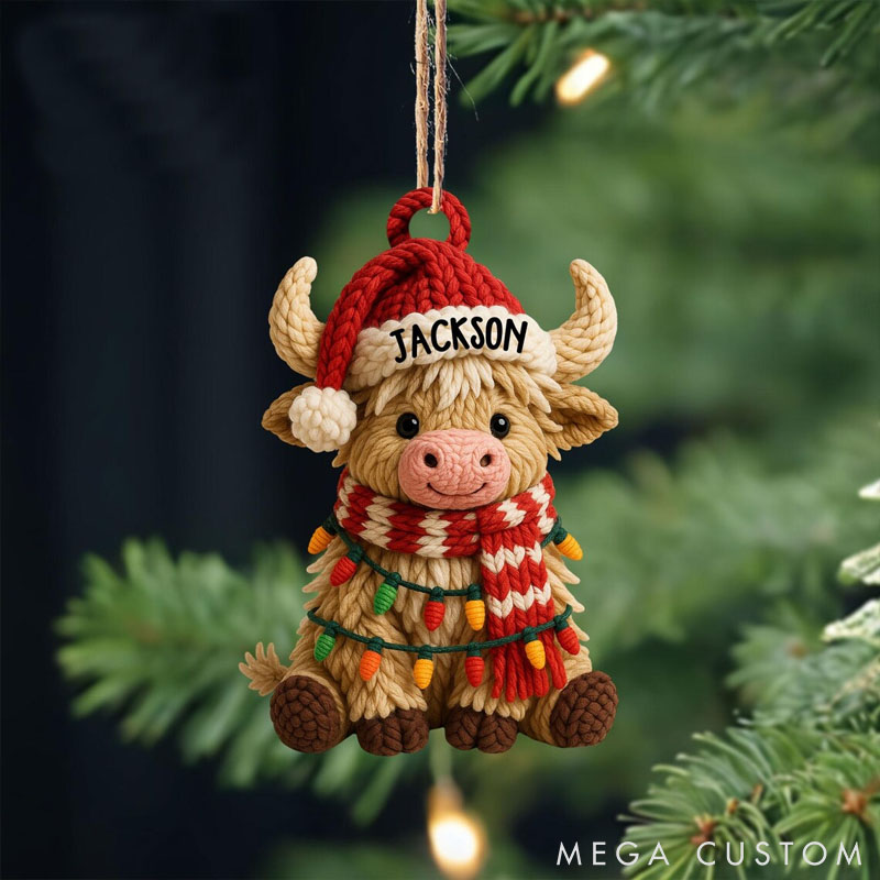 Personalized Cow Lover Highland Cow Christmas Ornament