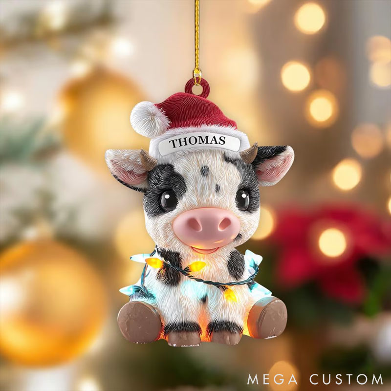 Personalized Cow Lover Highland Cow Christmas Ornament