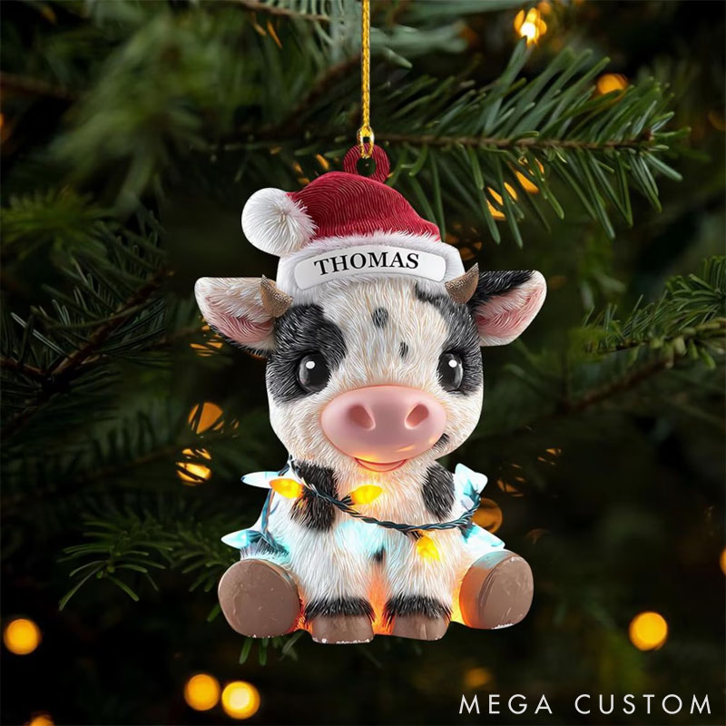 Personalized Cow Lover Highland Cow Christmas Ornament