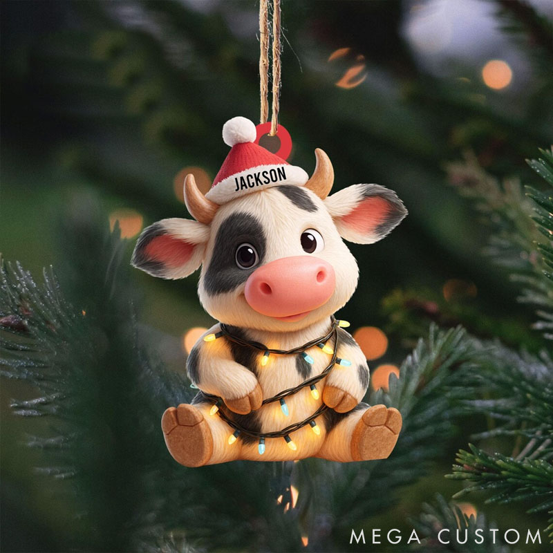 Personalized Cow Lover Highland Cow Christmas Ornament