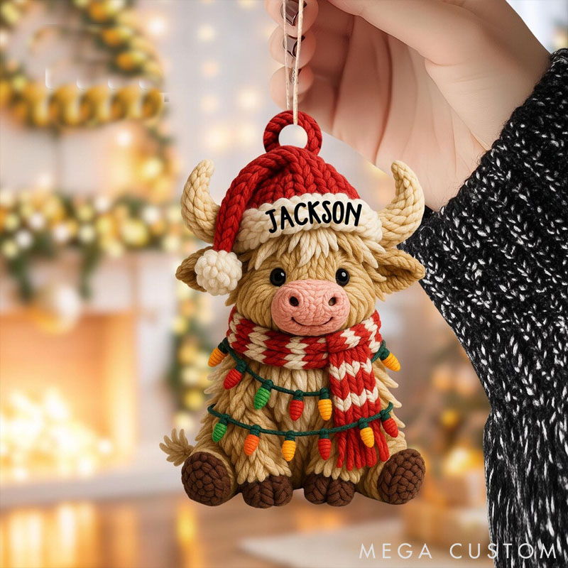 Personalized Cow Lover Highland Cow Christmas Ornament