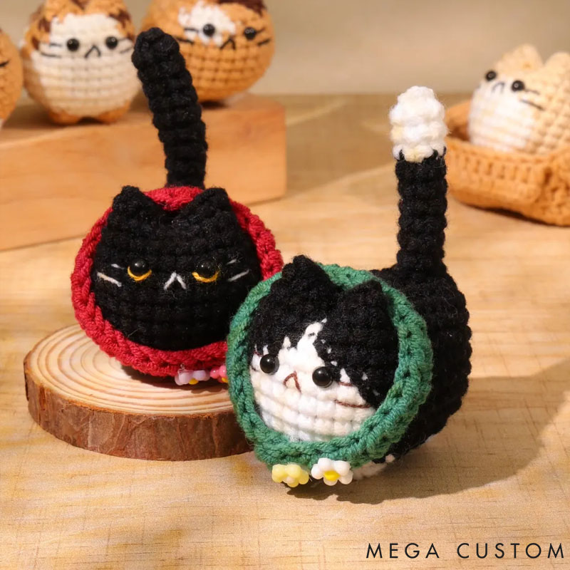 Personalized Crochet Mini Cat Keychain Crochet Cat Stuffed Animal Cute Gift for Cat Lovers Keychain