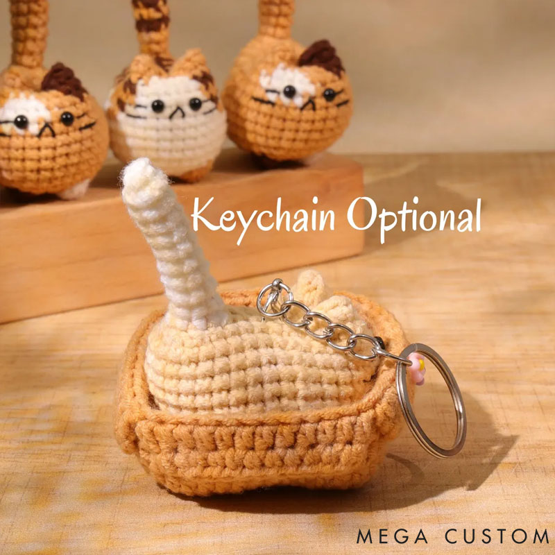 Personalized Crochet Mini Cat Keychain Crochet Cat Stuffed Animal Cute Gift for Cat Lovers Keychain