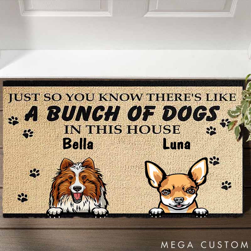 Personalized Dog Lover A Bunch of Dogs in This House Doormat
