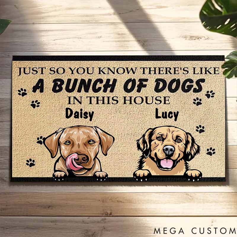 Personalized Dog Lover A Bunch of Dogs in This House Doormat