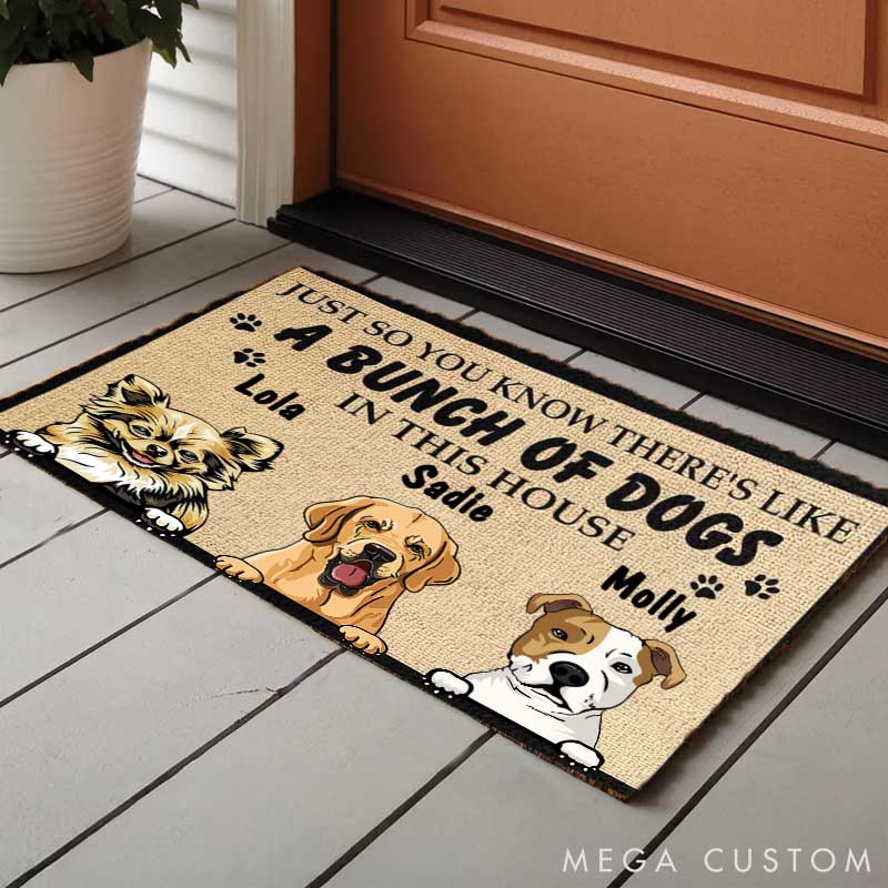 Personalized Dog Lover A Bunch of Dogs in This House Doormat