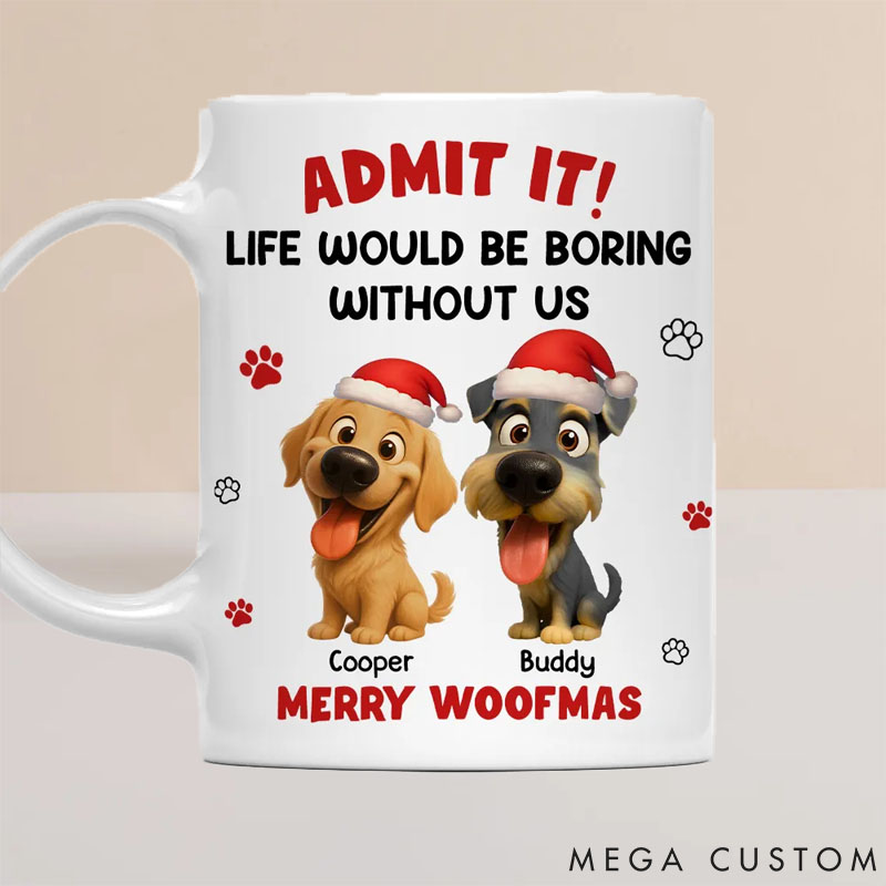 Personalized Dog Lover Admit Cartoon Christmas Mugs