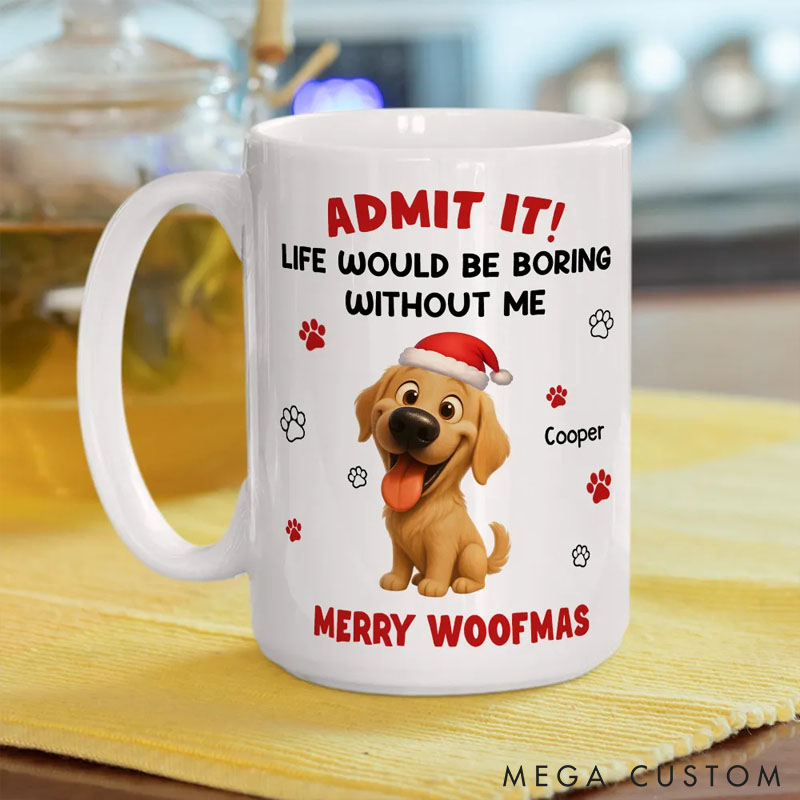 Personalized Dog Lover Admit Cartoon Christmas Mugs