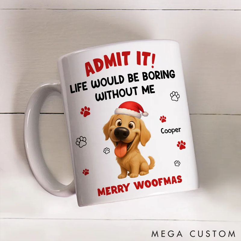 Personalized Dog Lover Admit Cartoon Christmas Mugs