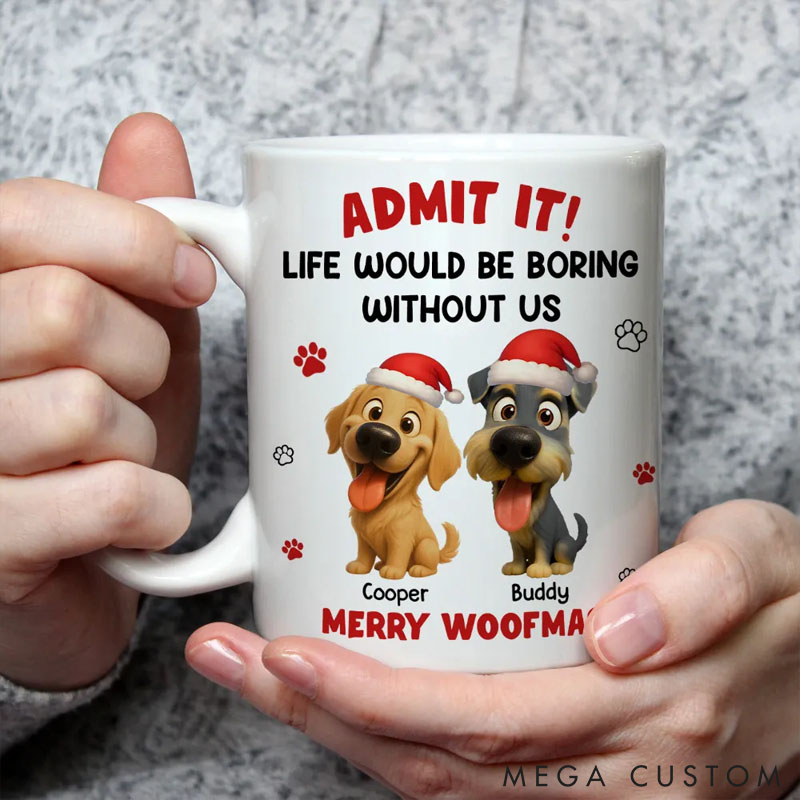 Personalized Dog Lover Admit Cartoon Christmas Mugs