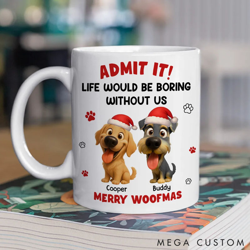 Personalized Dog Lover Admit Cartoon Christmas Mugs