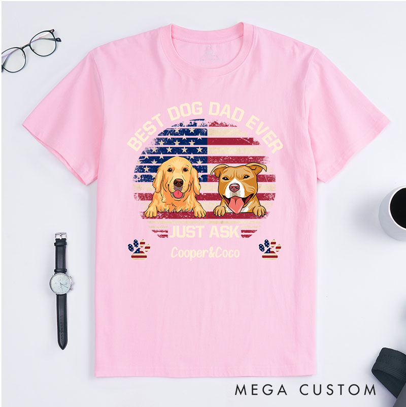 Personalized Dog Lover American Best Dog Dad Ever T-Shirt