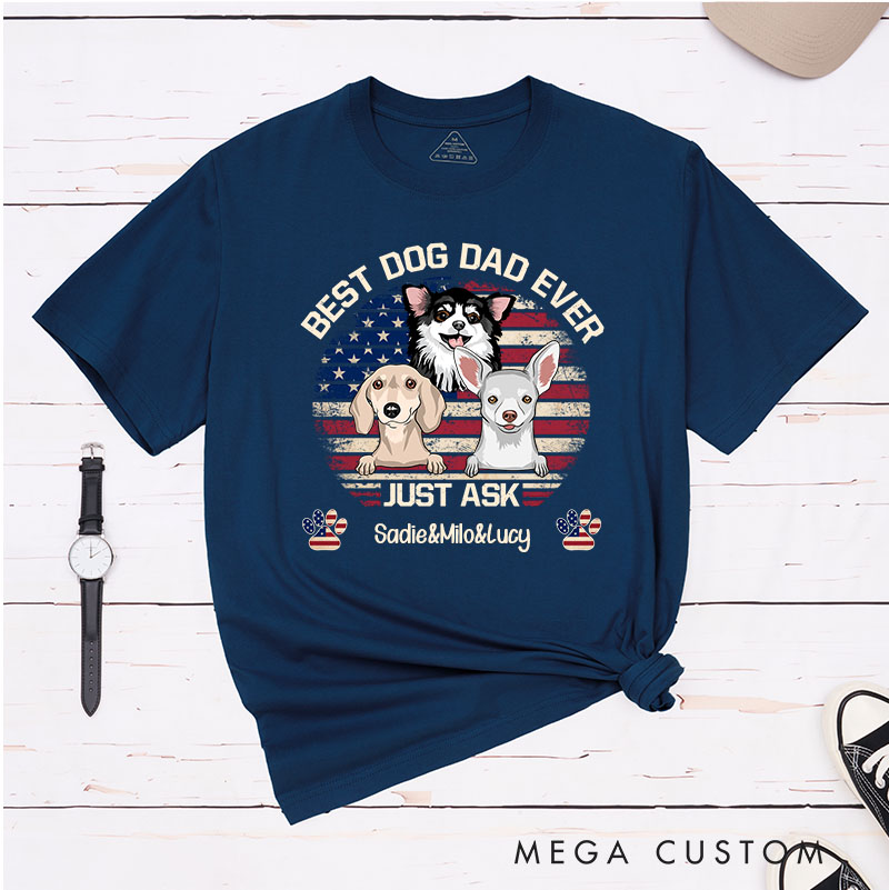 Personalized Dog Lover American Best Dog Dad Ever T-Shirt