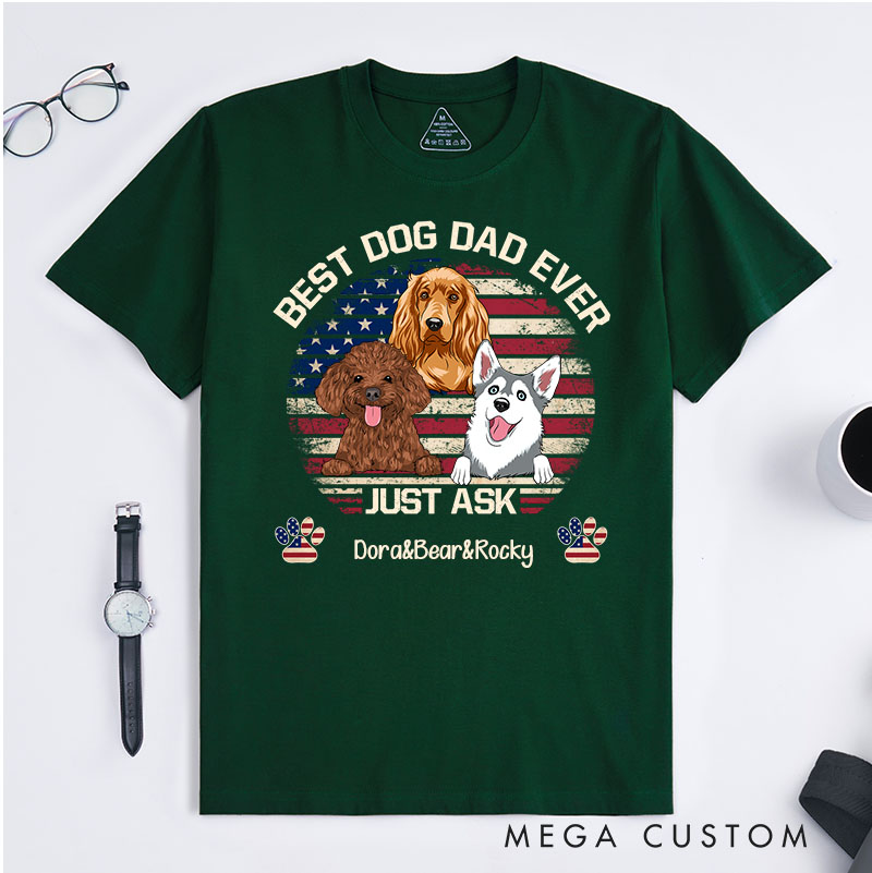 Personalized Dog Lover American Best Dog Dad Ever T-Shirt