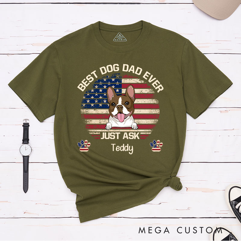 Personalized Dog Lover American Best Dog Dad Ever T-Shirt