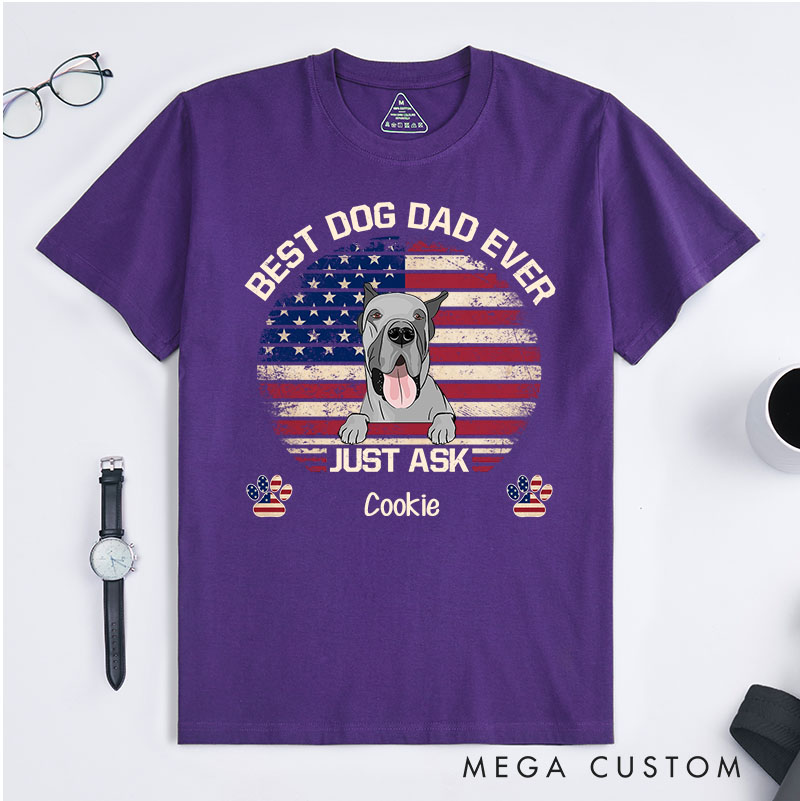 Personalized Dog Lover American Best Dog Dad Ever T-Shirt