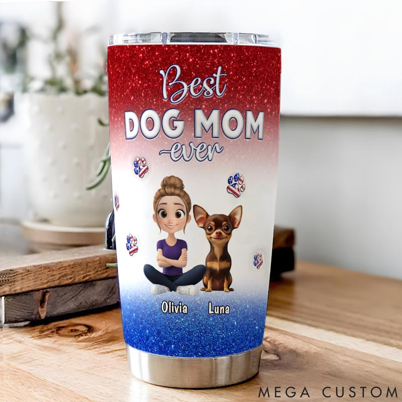 Personalized Dog Lover American Lovely Dog Mom 20oz Tumbler