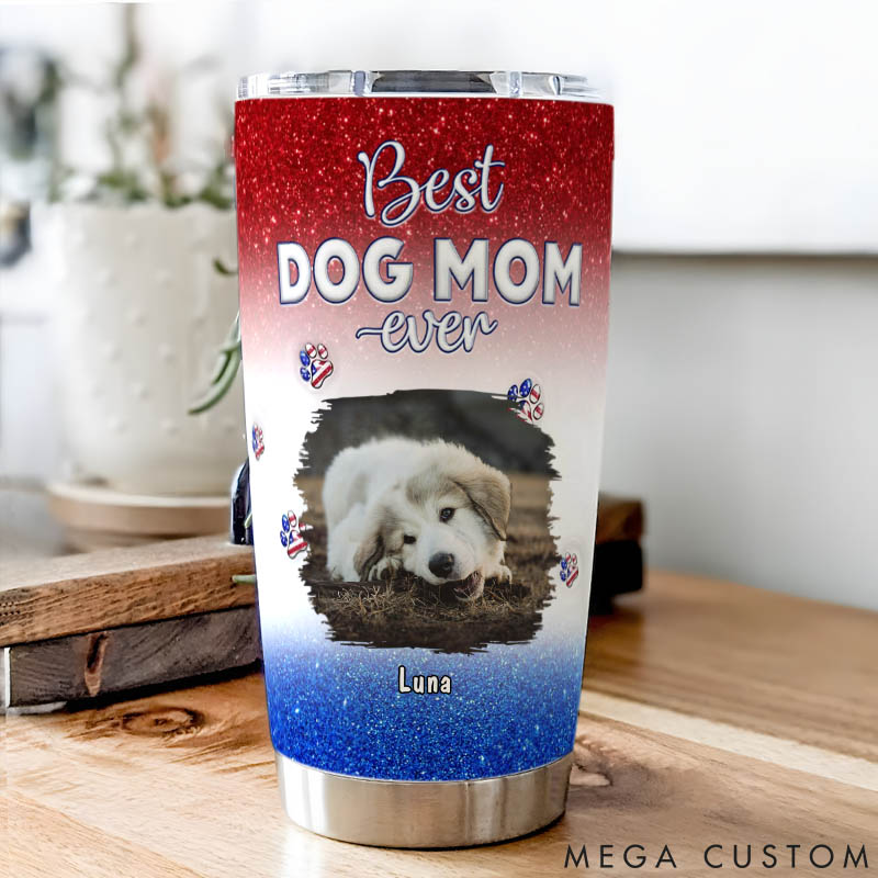 Personalized Dog Lover American Lovely Dog Mom Photo 20oz Tumbler