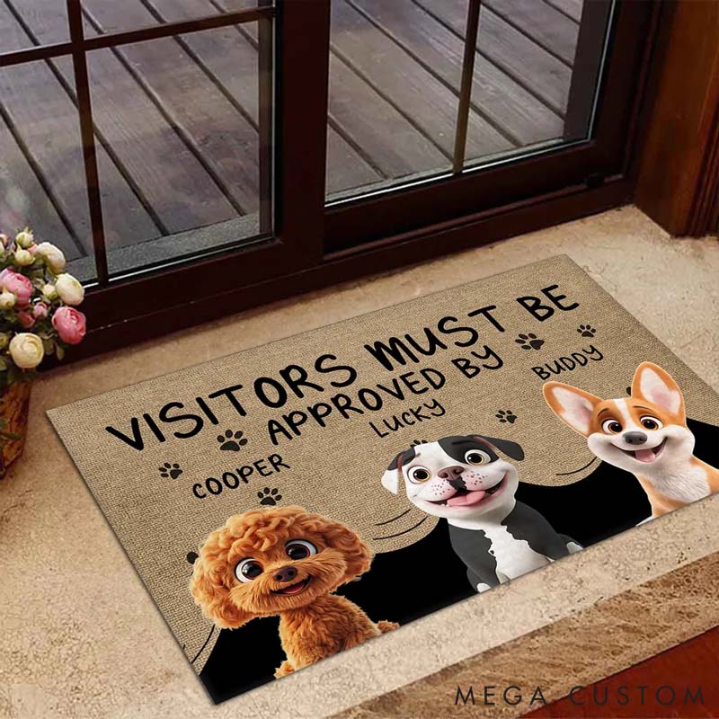 Personalized Dog Lover Approved By Dog Cartoon Doormat