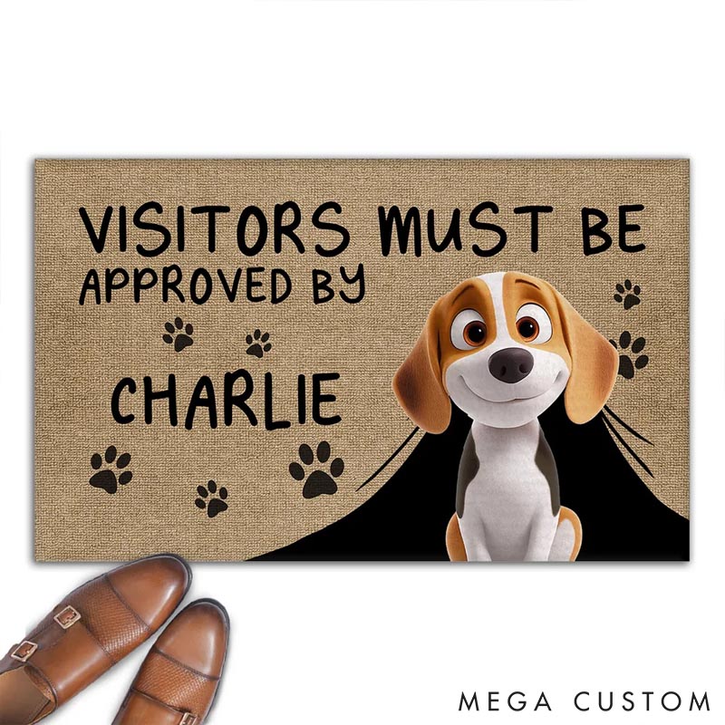 Personalized Dog Lover Approved By Dog Cartoon Doormat