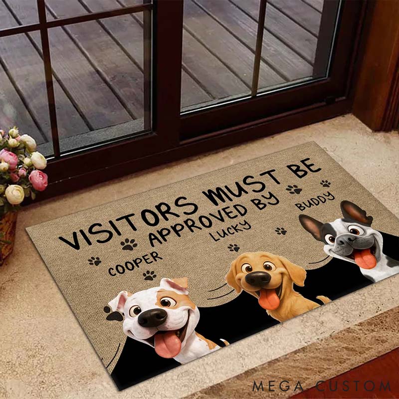 Personalized Dog Lover Approved By Dog Cartoon Version Doormat