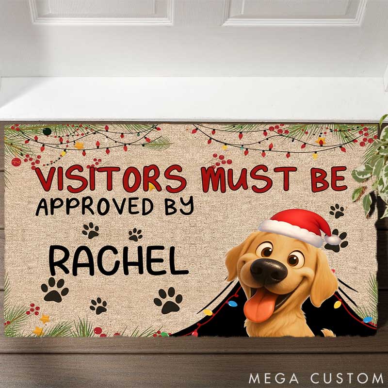Personalized Dog Lover Approved by Dog Christmas Doormat
