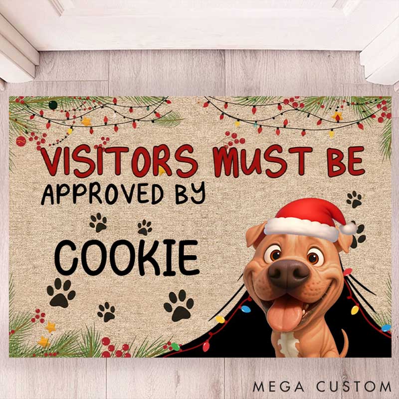 Personalized Dog Lover Approved by Dog Christmas Doormat