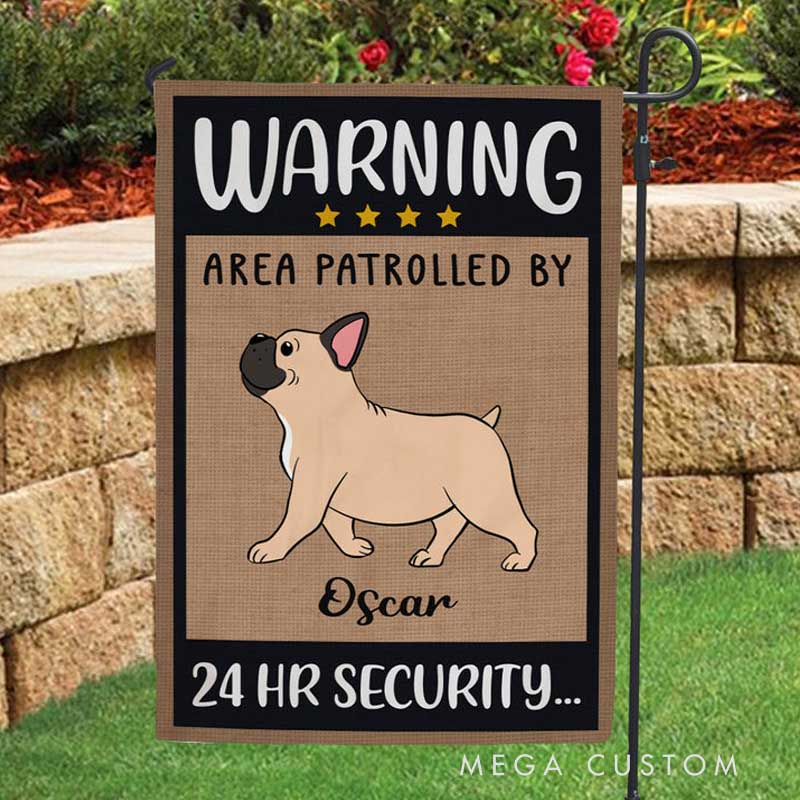 Personalized Dog Lover Area Patrolled Garden Flag
