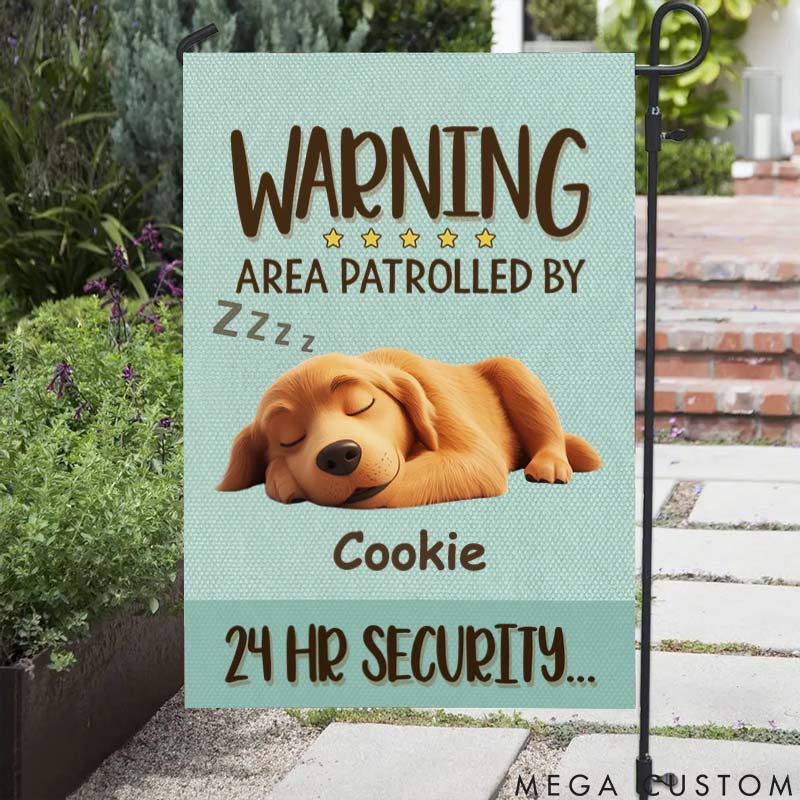 Personalized Dog Lover Area Patrolled by 24Hr Security Garden Flag
