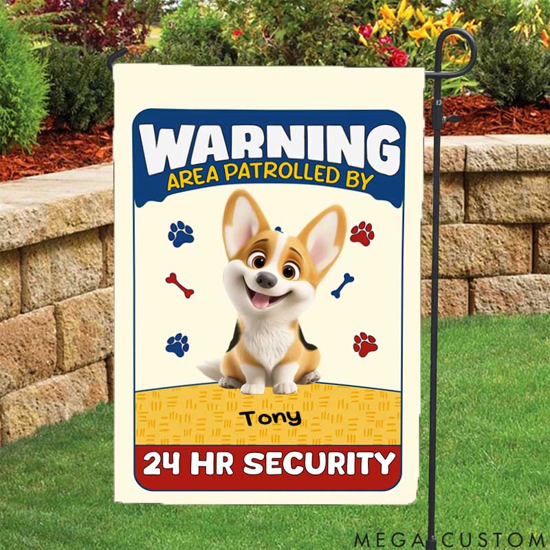 Personalized Dog Lover Area Patrolled by Dogs Garden Flag